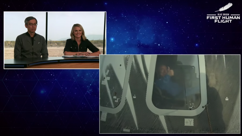 Blue Origin's New Shepard vervoert Jeff Bezos en drie bemanningsleden naar de ruimte en terug