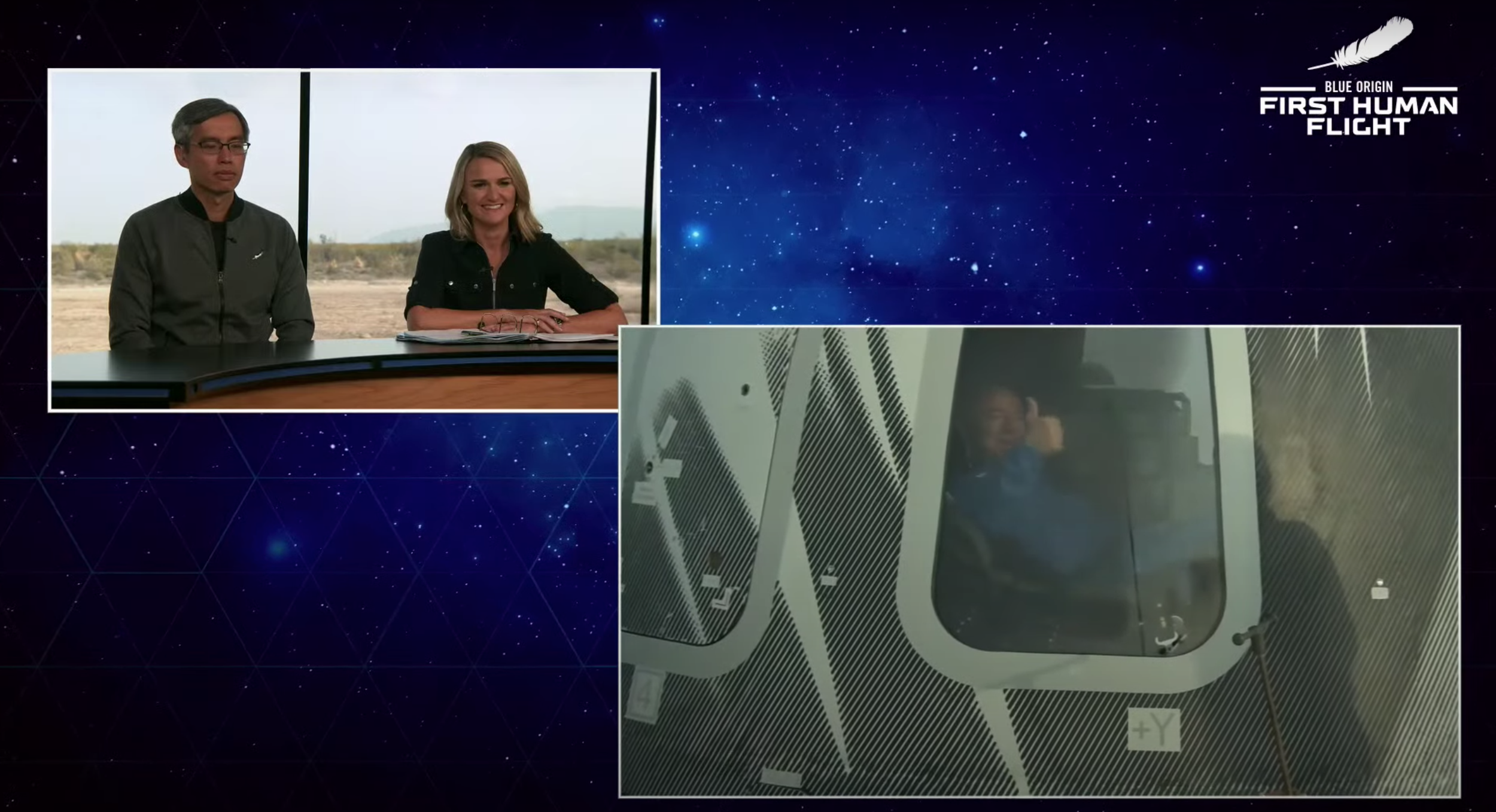 Blue Origin's New Shepard vervoert Jeff Bezos en drie bemanningsleden naar de ruimte en terug