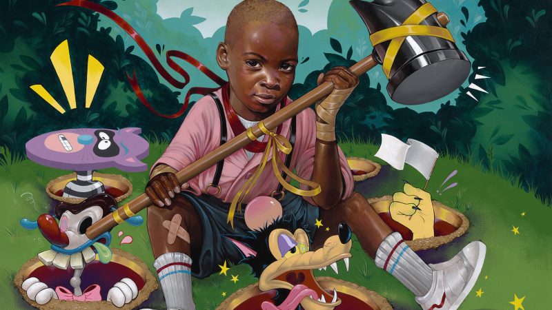 Roep nostalgie, kleur en cartooncommotie uit de kindertijd op uit de schilderijen van Kayla Mahaffey